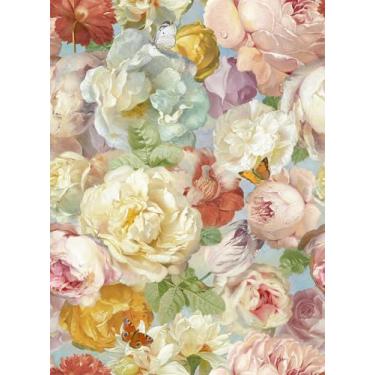 Imagem de Simon&Siff Papel de parede floral descasque e cole flores desabrochando papel de contato vintage floral papel de parede autoadesivo removível para paredes quarto armário mesa 44 cm x 2 m