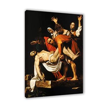 Imagem de Arte de parede em tela clássica emoldurada-Michelangelo Merisi Caravaggio Impressões famosas reprodução de pinturas a óleo - The Tombment of Christ Poster-Artwork Pictures on Canvas Wall Art 30x45cm