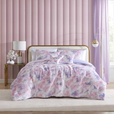 Imagem de Betsey Johnson - Conjunto de edredom, roupa de cama de pelúcia supermacia com fronha e travesseiro combinando, itens essenciais para quarto encantador (Sunset Tie Dye Pink, Solteiro)