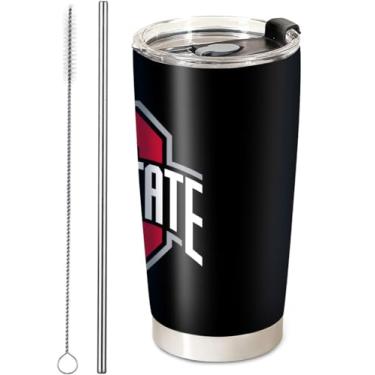 Imagem de Generic Copo de futebol americano universitário de 590 ml, copo de aço inoxidável com tampa e canudo, canecas de café presente para bebidas do estado de Ohio