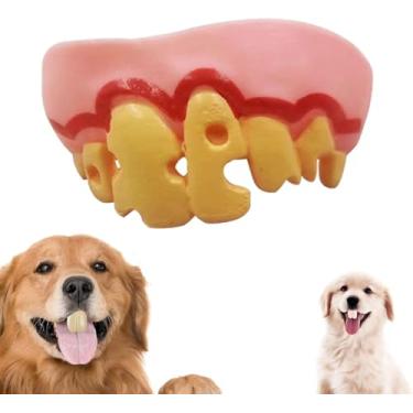 Imagem de Dentes falsos para cães, dentes falsos de silicone engraçados, brinquedos criativos para mastigar cães com dentes falsos, fácil de aplicar, brinquedos interativos, acessórios adequados para fantasia