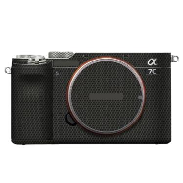 Imagem de JERXTTON Adesivo de capa de câmera para Sony A7C protetor de câmera película protetora antiarranhões decoração (preto matriz)