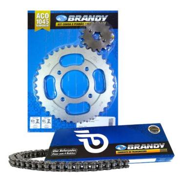 Imagem de Kit Relação Coroa Pinhão E Corrente Moto Kasinski Mirage 150 - Brandy