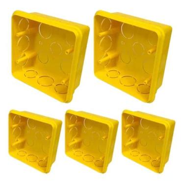 Imagem de Kit 5 Caixa De Luz 4x4 Reforçada Para Tomada E Interruptor Cor Amarelo