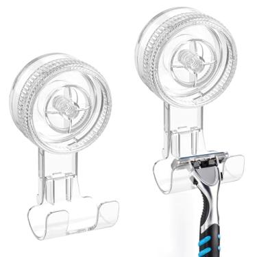 Imagem de LUXEAR Ganchos de ventosa, 2 pacotes de suporte de barbeador de chuveiro removíveis e reutilizáveis ganchos de sucção para parede de chuveiro à prova d'água poderoso cabide de sucção para toalha, bucha, banheiro, cozinha, gancho de armazenamento