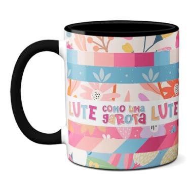 Imagem de Caneca Lute Como uma Garota! Frase Criativa Mulheres (Preta)