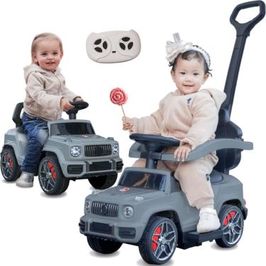 Imagem de Carrinho Eletrico com Empurrador Bandeirante Jipe 4 em 1 6V Cinza