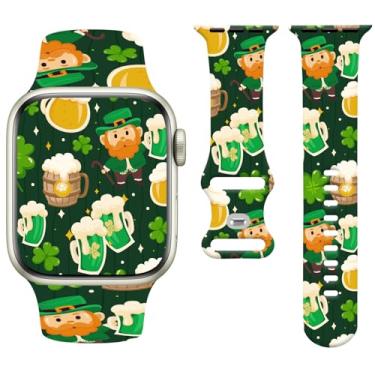 Imagem de Watbro Pulseira de relógio de férias compatível com Apple Watch de 38 mm, 40 mm, 41 mm, 42 mm, 44 mm, 45 mm e 49 mm, feminina e masculina, design de pulseira esportiva fofa de silicone macio para