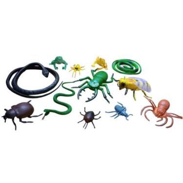 Imagem de Kit completo Brinquedo Infantil 12 Animais Insetos Cobra Abelha Sapo A