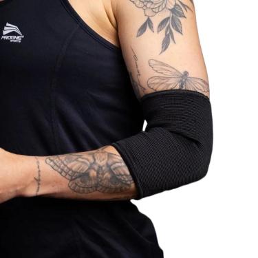 Imagem de Cotoveleira de Compressão Ortopédica Elástica Lisa Preta Progne Sports (Par)-Unissex