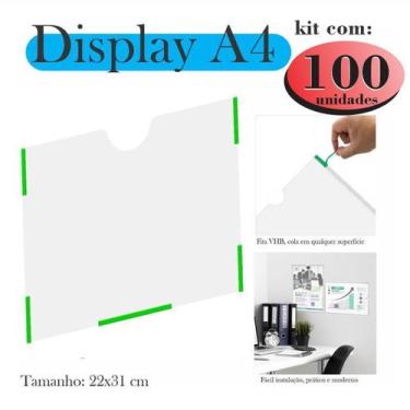 Imagem de 100 Display a4 expositor folha quadro HORIZONTAL PAISAGEM PE - INDÚSTR