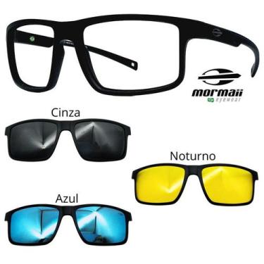 Imagem de Oculos Mormaii Swap 5 6127 A14 Preto Fosco Com 3 Clipons, Cinza, Azul,