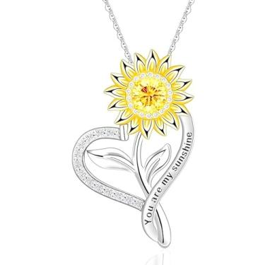 Imagem de CCJM Presentes de aniversário para mulheres, presentes de Natal para mulheres, colar de girassol, colar banhado a ouro 18K You Are My Sunshine, presentes de dia das mães, presentes de aniversário -