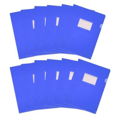 Imagem de PATIKIL Pacote com 12 pastas de plástico tipo L, pastas transparentes tamanho carta para documentos, capas de papel, pasta de projeto com bolso para escritório em casa, azul escuro