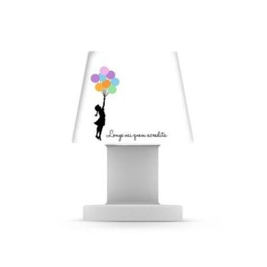 Imagem de Luminária Abajur de Mesa Pequena Quem Acredita - DECORFUN, Bivolt