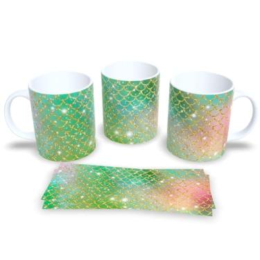 Imagem de Caneca Branca de Porcelana Personalizada Escamas de Sereias 2 (Mod.21)