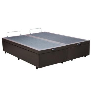 Imagem de Base Box Baú Casal Bipartido Sintético Marrom