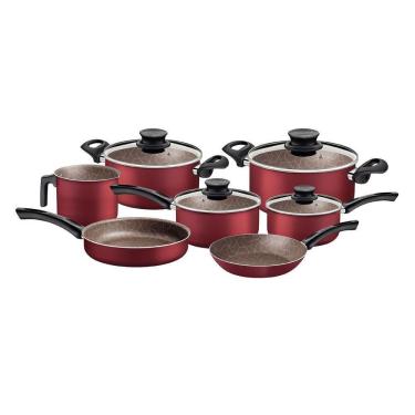 Imagem de Conjunto De Panelas Paris 7 Peças Em Alumínio Antiaderente Vermelho - Tramontina 28599702