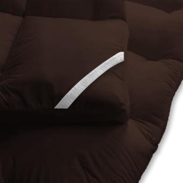 Imagem de Pillow Top Protetor de Colchão 400 Fios Macio Super King Queen Casal，Apropriado para a sala das crianças, o quarto e a outra cena, trazem a experiência do sono da qualidade.pillow top(Marrom,Casal)