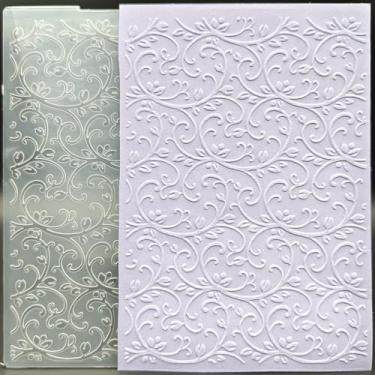 Imagem de Pasta de plástico em relevo, 12 x 17 cm, papel artesanal, impressões texturizadas de plástico para fazer cartões, scrapbooking