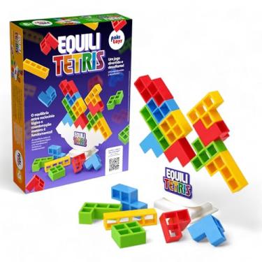 Imagem de Jogo Educativo Equilibrista Tetris | Equili Blocks com Cartas de Desafio | Estimula Raciocínio Lógico e Coordenação Motora |Brinquedo Inteligente Familiar (pakitoys)