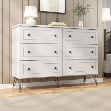 Imagem de Cômoda Fort 6 Gavetas 100% Mdf Branco - Manbel