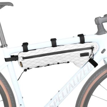 Imagem de Rhinowalk Bolsa de bicicleta para quadro de bicicleta, impermeável, bolsa triangular, bolsa de bicicleta de 2,7 L, bolsa sob o tubo, acessórios profissionais de ciclismo (L) - branca