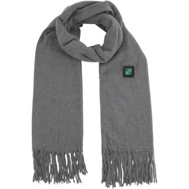 Imagem de Cachecol aquecido para mulheres e homens, 3 níveis de aquecimento, cachecol elétrico aquecido com almofada de aquecimento no pescoço, cachecol recarregável por USB para o inverno, Cinza, standard