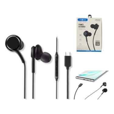Imagem de Fone de Ouvido Inova com Microfone, Conector Tipo C, Estéreo, Ergonômico, Preto
