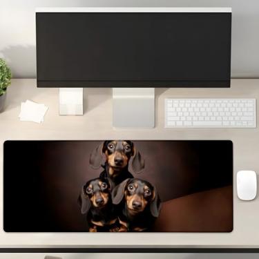 Imagem de Turamurra Tapete de mouse para jogos Dachshund 80 cm x 30 cm, base de borracha antiderrapante para computadores, laptop, escola, escritório, acessórios para casa, decoração, mouse pad, tapete de mesa