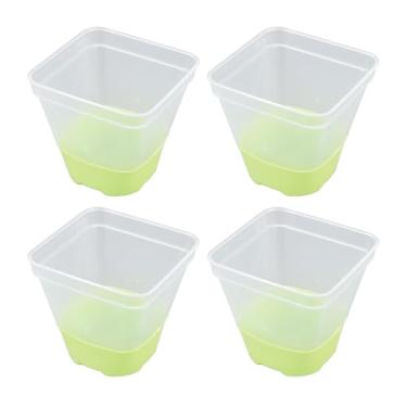 Imagem de Vasos de Berçário de Plantas, Calçadão de Berçário de Plástico Reutilizável de 12pcs Com 12 Rótulos, Vaso de Viveiro de Flor Quadrado de Silicone Macio para Jardim (Verde