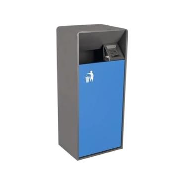 Imagem de Lixeira para Área Externa Lixeira externa 19L / 40L Lixeira de metal quadrada de cor dupla com abertura lateral, lata de lixo comercial doméstica moderna (com cinzeiro) Lixeira para Área Externa(Grand