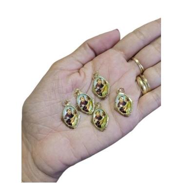 Imagem de Kit 100 Medalha Santo Antônio 2cm Resinada Dourada - CAD