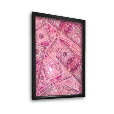 Imagem de Quadro Dolar Rose Pink Dinheiro Rosa Bilhante Elegant Com Moldura e Vidro