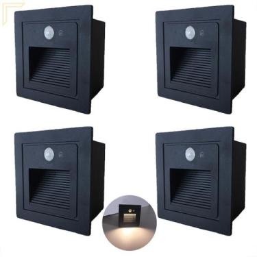 Imagem de Kit 4 Balizador Sensor De Presença Embutido Parede Led Lup72 - Acende 