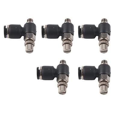 Imagem de Válvula do Acelerador Conveniente Válvula de Controle de Velocidade Ajuste Rápido para Equipamentos Automação, Material PVC, 5 Peças Terno para Cotovelo a Controle Fluxo Ar (4-m5)