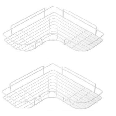 Imagem de 2 Porta Shampoo Sabonete Suporte De Parede Banheiro Cozinha (BRanco)