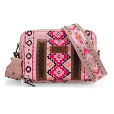 Imagem de Bolsa tiracolo Montana West Wrangler Boho Aztec Pink Feminina