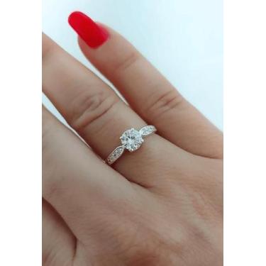 Imagem de Anel Feminino Solitário Pedras Zircônias Prata De Lei 925 - Dália Mari