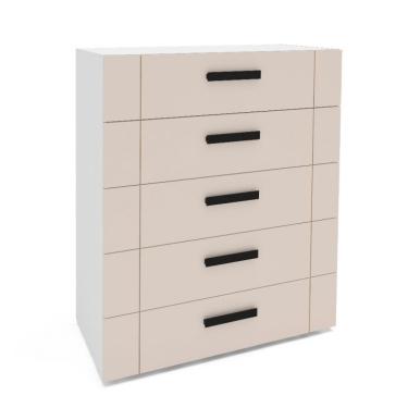 Imagem de Cômoda Lisboa 5 Gavetas Creme e Branca