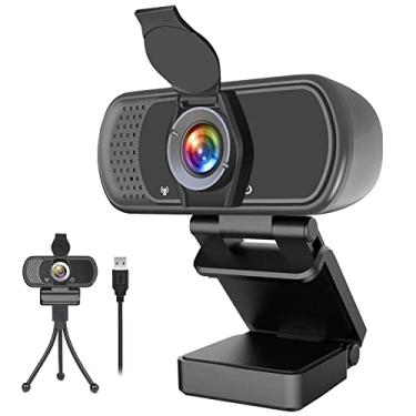 Imagem de Webcam 1080p com microfone, câmera web grande angular com capa de privacidade, câmera externa USB para monitor de computador, laptop, desktop, PC, Mac, webcam HD para transmissão ao vivo