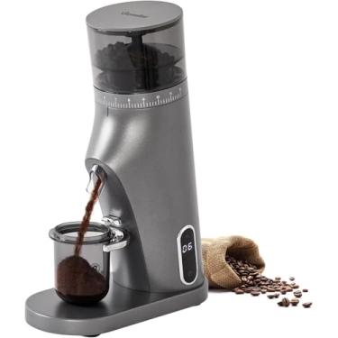 Imagem de Gemilai Moedor de café elétrico cônico, moedor de grãos de café com temporizador inteligente de 60 segundos, 60 ajustes precisos de moagem para expresso, 2 a 12 xícaras, fácil de limpar, G9010B cinza
