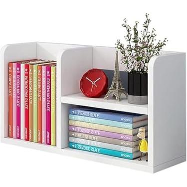 Imagem de MINI ESTANTE PORTA LIVROS DE MESA ESCRITORIO 40CM EM MDF BRANCA