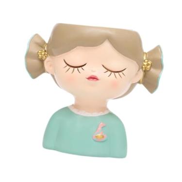 Imagem de IEUDNS Vaso de flores para meninas, estátua de resina, escultura, enfeite de estatueta, recipiente para plantas, vaso de flores para jardim, casa, escritório, Roupas Azuis