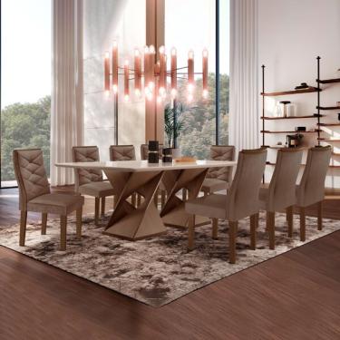 Imagem de Conjunto Mesa Com Vidro E 8 Cadeiras 200cmx90cm Barcelona Yes