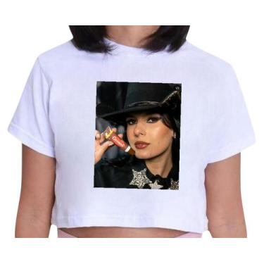 Imagem de Cropped Infantil Blusa Manga Curta Estampa Ana Castela Cantora Carmed 