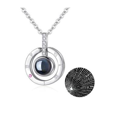 Imagem de Colar Pingente Eu Te Amo Projeção 100 Línguas Idiomas Prata - Things N