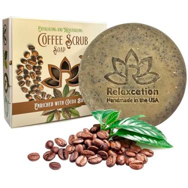 Imagem de Relaxcation Barra De Sabonete Esfoliante Café 100% Natural Com Manteiga Cacau Orgânica E Óleo Moído Na Hora - Processo A Frio Para As Mãos, Aroma Leite