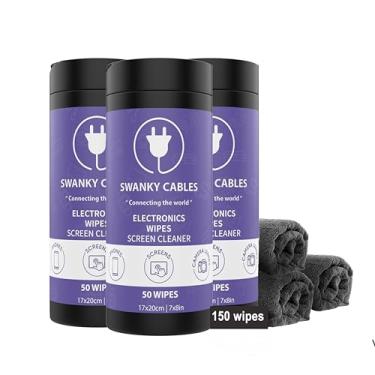 Imagem de SWANKY CABLES Lenços De Limpeza Eletrônica - Limpador Computador, Tv, Monitor, Telefone, Laptop, Tablet, Teclado, Câmera E Lentes, Tela Tecnologia Portátil Com Recipiente Pano Microfibra, 150 Unidad