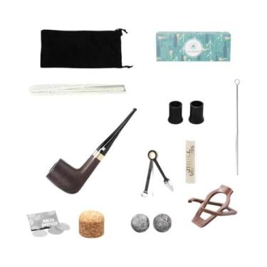Imagem de Conjunto De Cachimbo De Tabaco De Sândalo Preto Com Filtro De 9mm, Ane